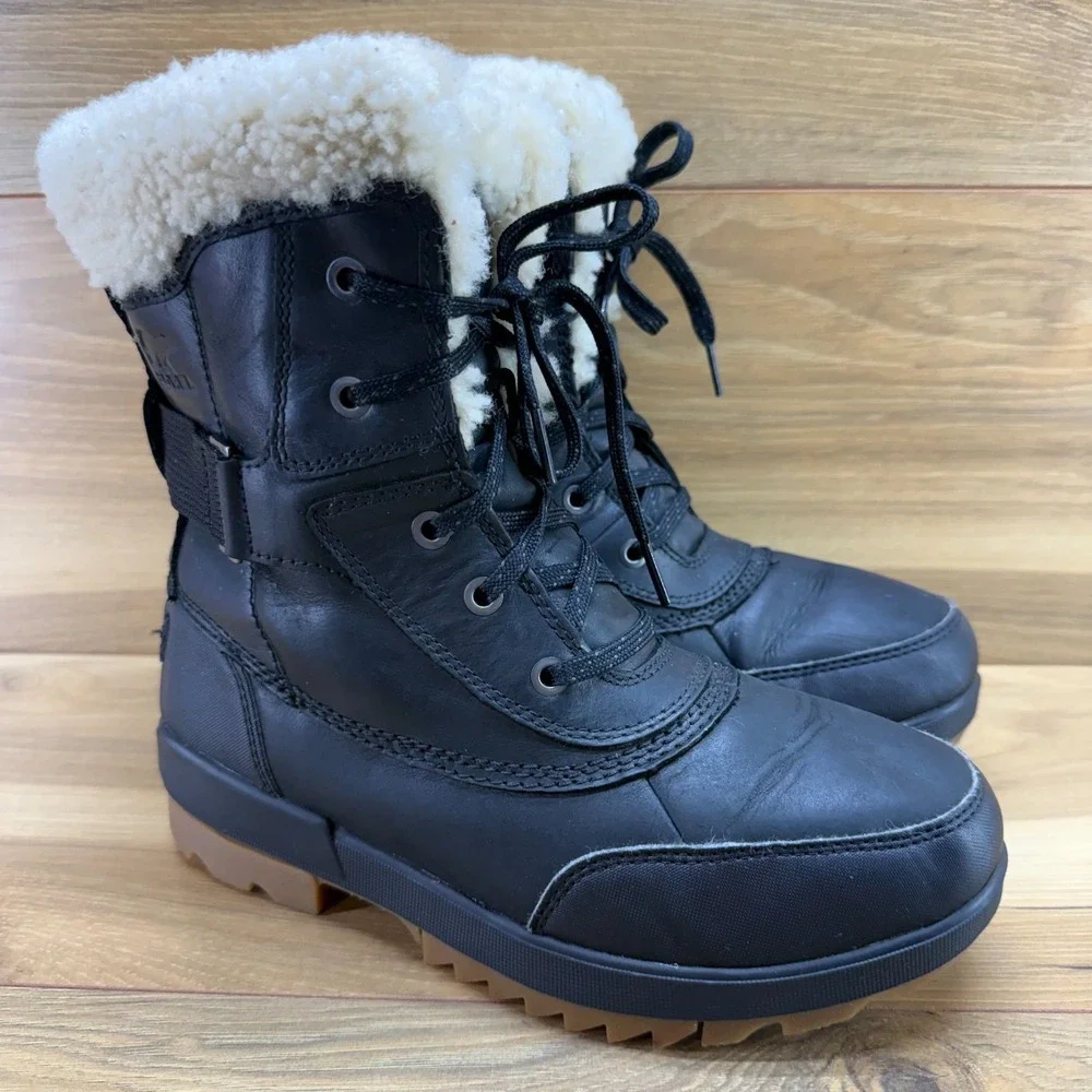 Sorel Tivoli IV Parc Waterproof Winter Boots Womens 8 Black Sherpa Waterproof